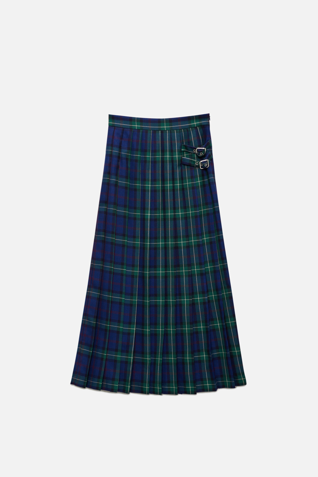 Юбка миди плиссированная в клетку с пряжками - цвет синий - 7
