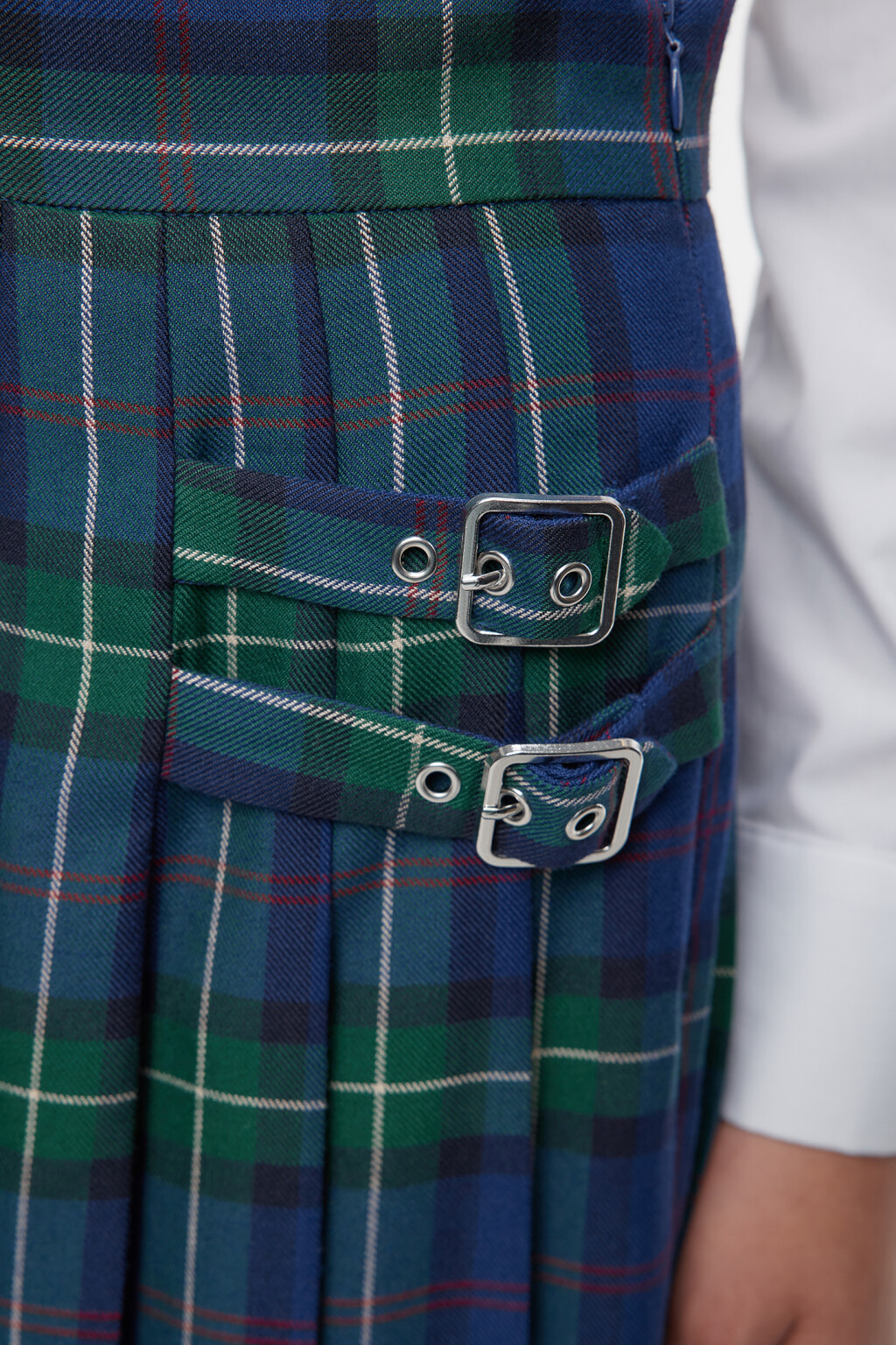 Юбка миди плиссированная в клетку с пряжками - цвет синий - 5