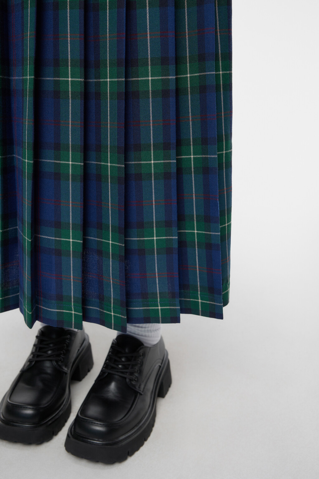 Юбка миди плиссированная в клетку с пряжками - цвет синий - 6