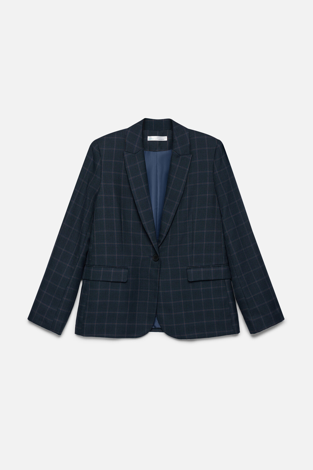Пиджак прямой однобортный с принтом в клетку - цвет синий - 10