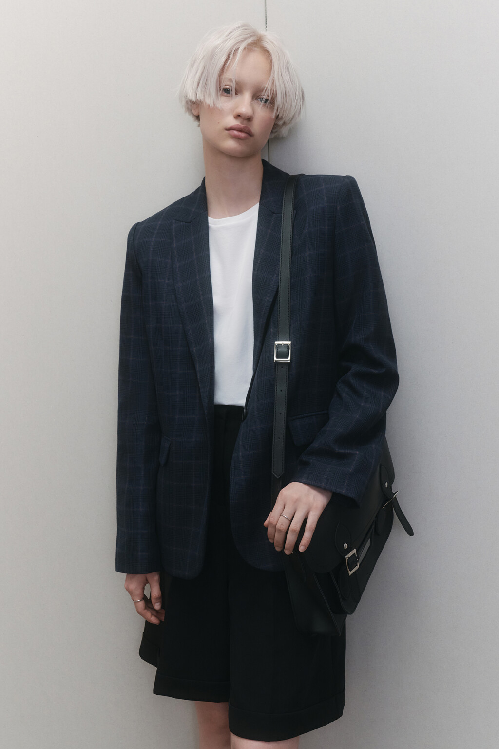 Пиджак прямой однобортный с принтом в клетку - цвет синий - 9