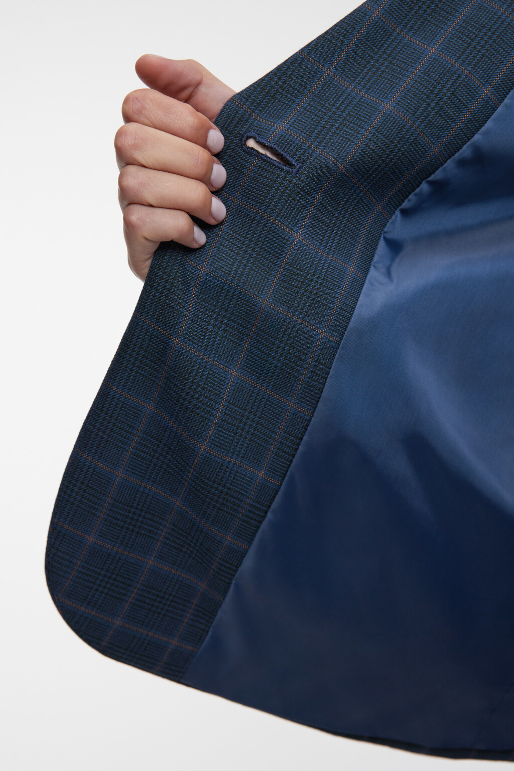 Пиджак прямой однобортный с принтом в клетку - цвет синий - 5
