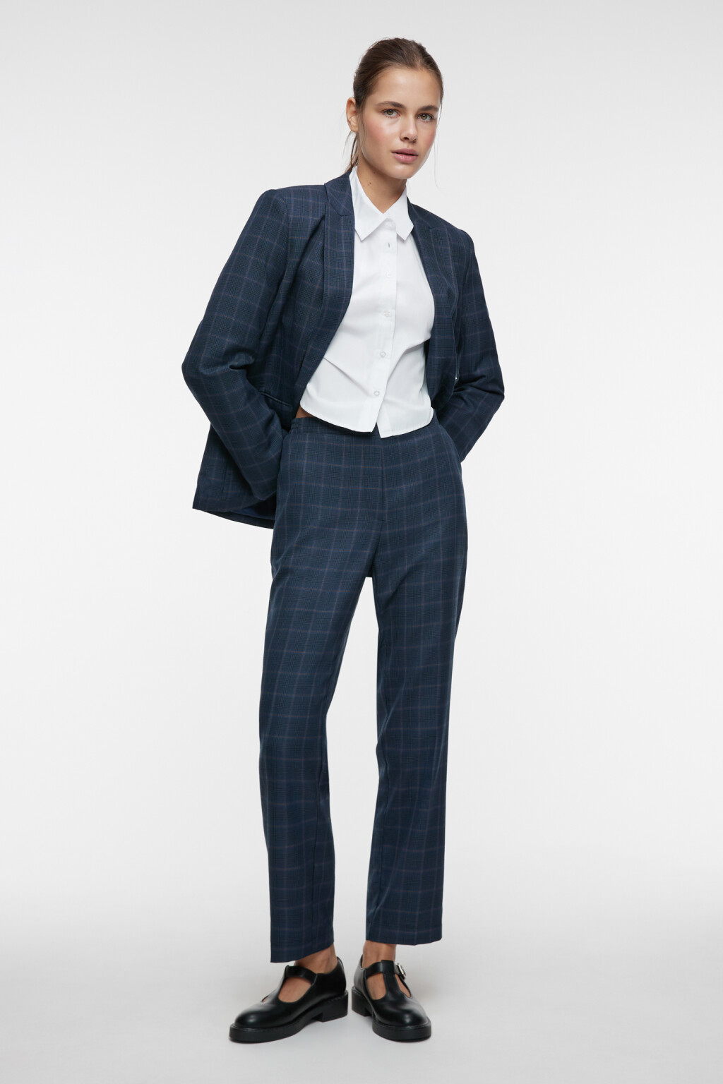 Брюки-чинос костюмные со средней посадкой - цвет синий - 7