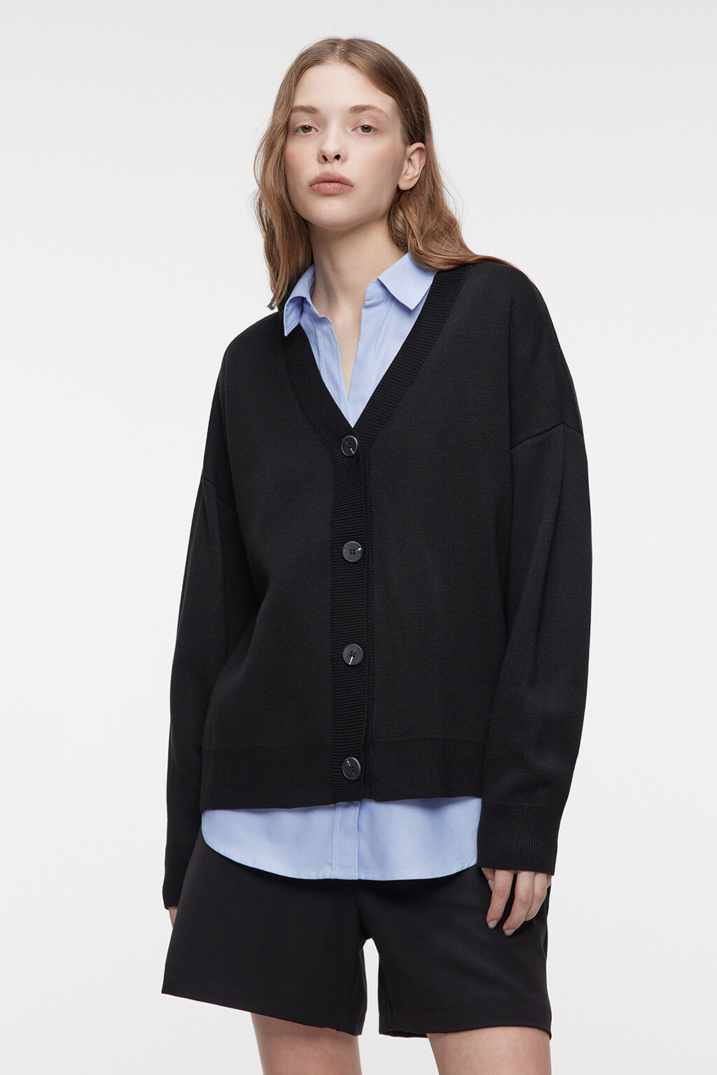 Кардиган oversize жаккардовый с принтом в ромбы - цвет черный - 2