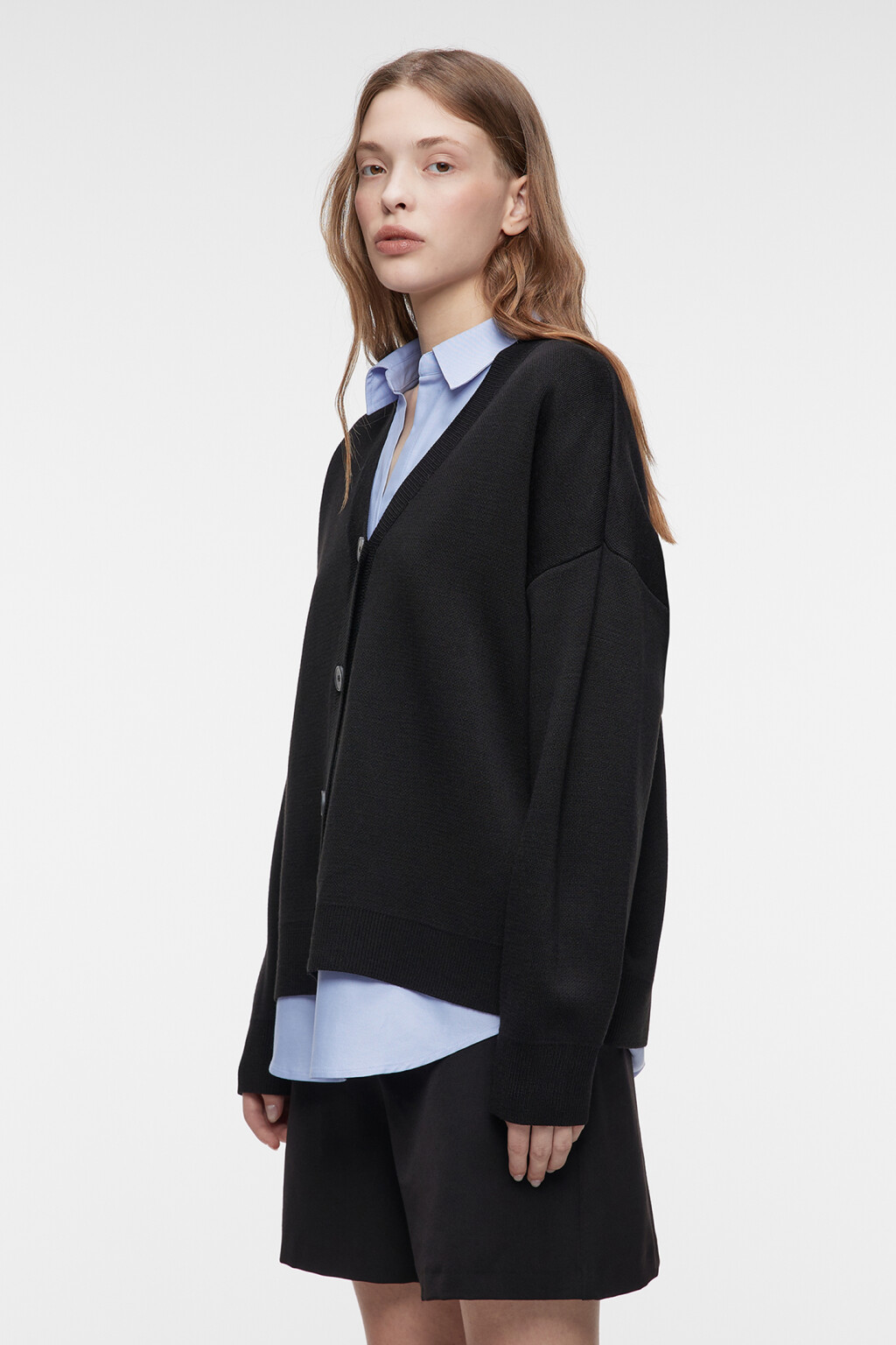 Кардиган oversize жаккардовый с принтом в ромбы - цвет черный - 3