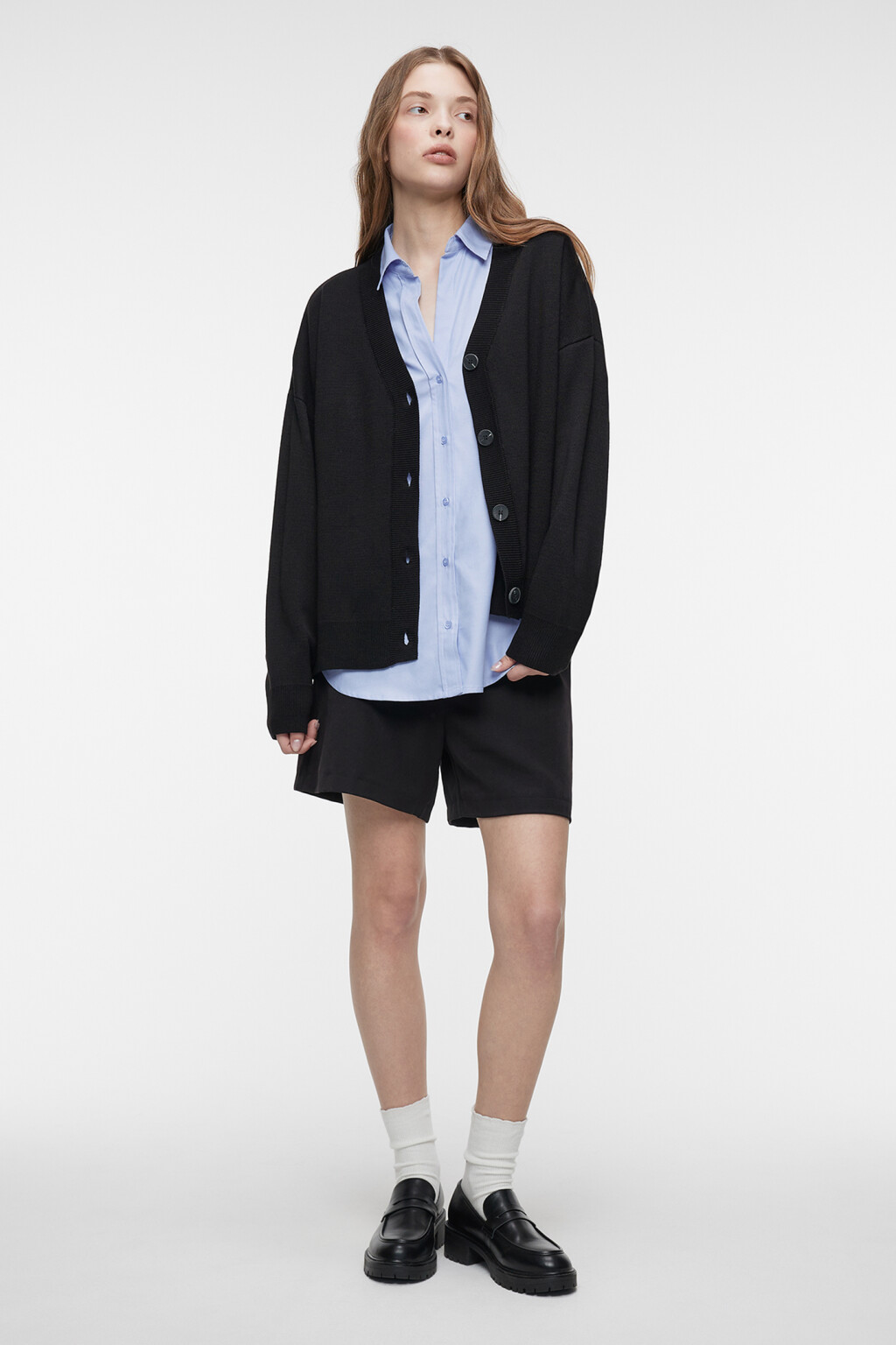 Кардиган oversize жаккардовый с принтом в ромбы - цвет черный - 1