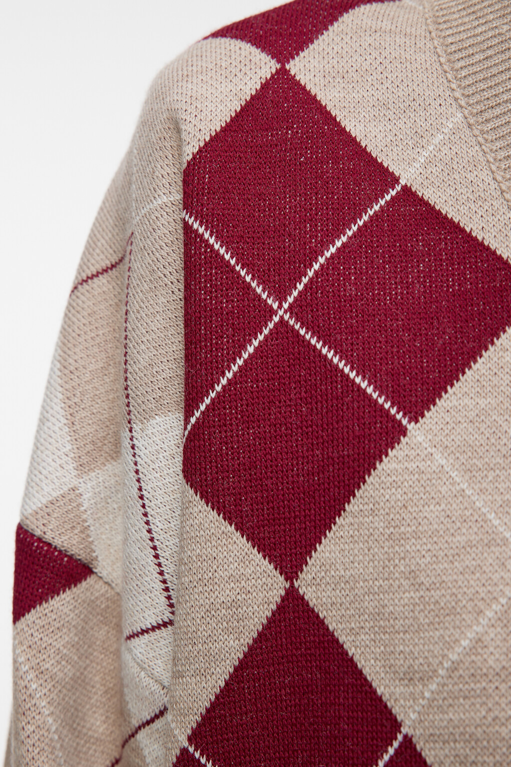 Кардиган oversize жаккардовый с принтом в ромбы - цвет бежевый - 6