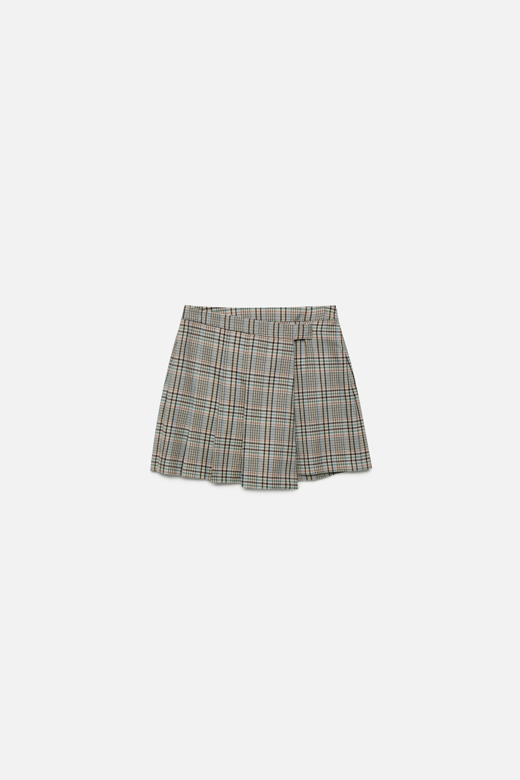 Юбка-шорты костюмная с асимметричным запахом и складками - цвет бежевый - 8