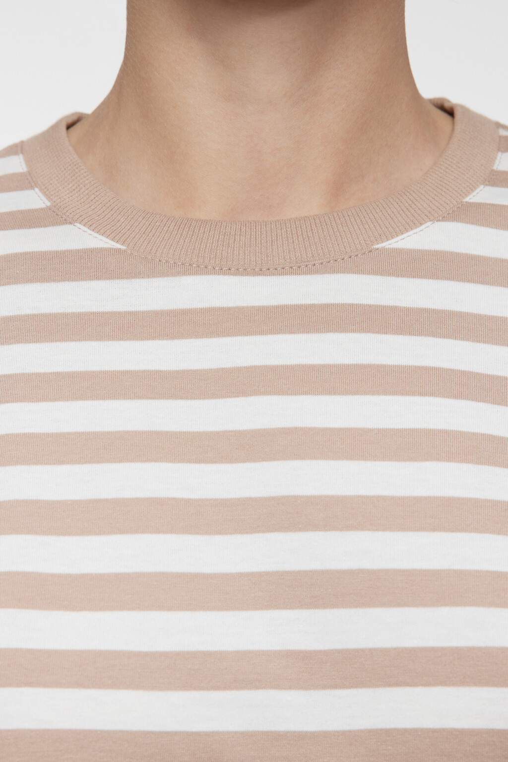 Лонгслив свободный хлопковый с принтом в полоску - цвет бежевый - 5
