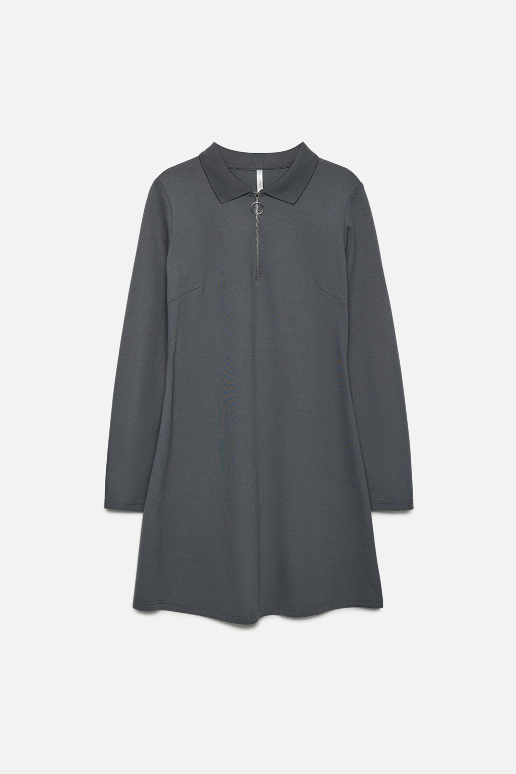Платье мини приталенное вискозное с отложным воротником - цвет серый - 7
