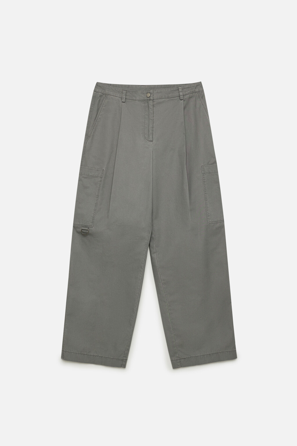 Брюки широкие хлопковые с карманами карго - цвет серый - 9