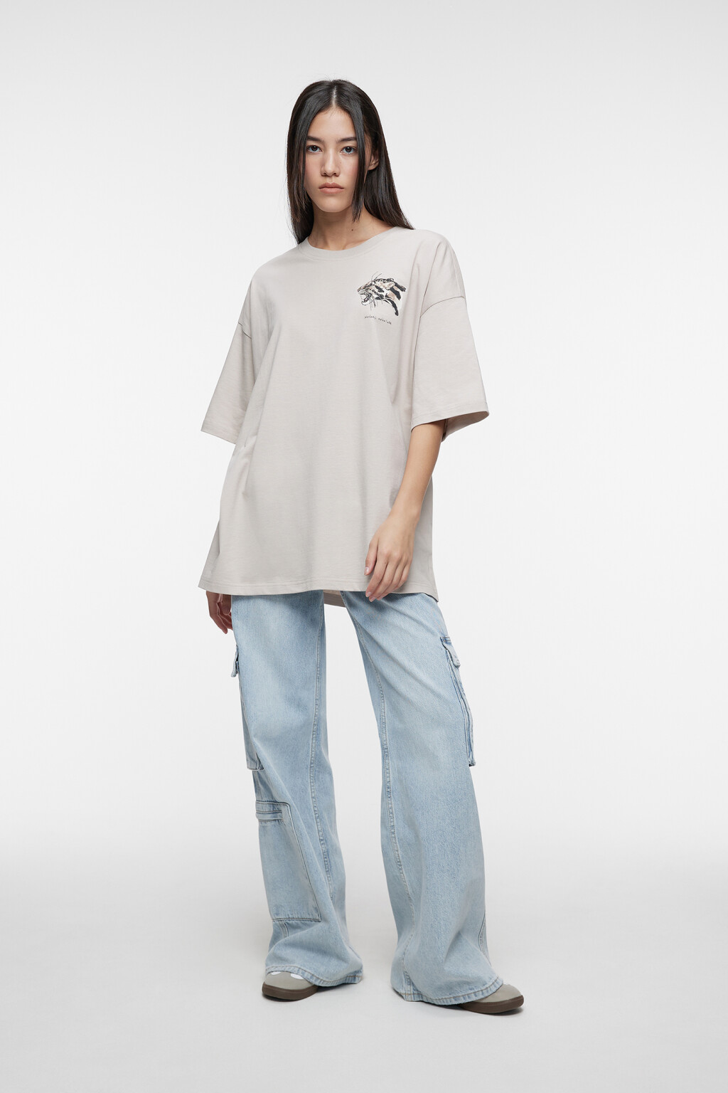 Футболка unisex свободная с принтом Bang Bang Studio - цвет серый - 1