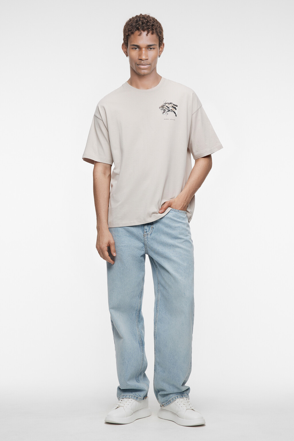 Футболка unisex свободная с принтом Bang Bang Studio - цвет серый - 7