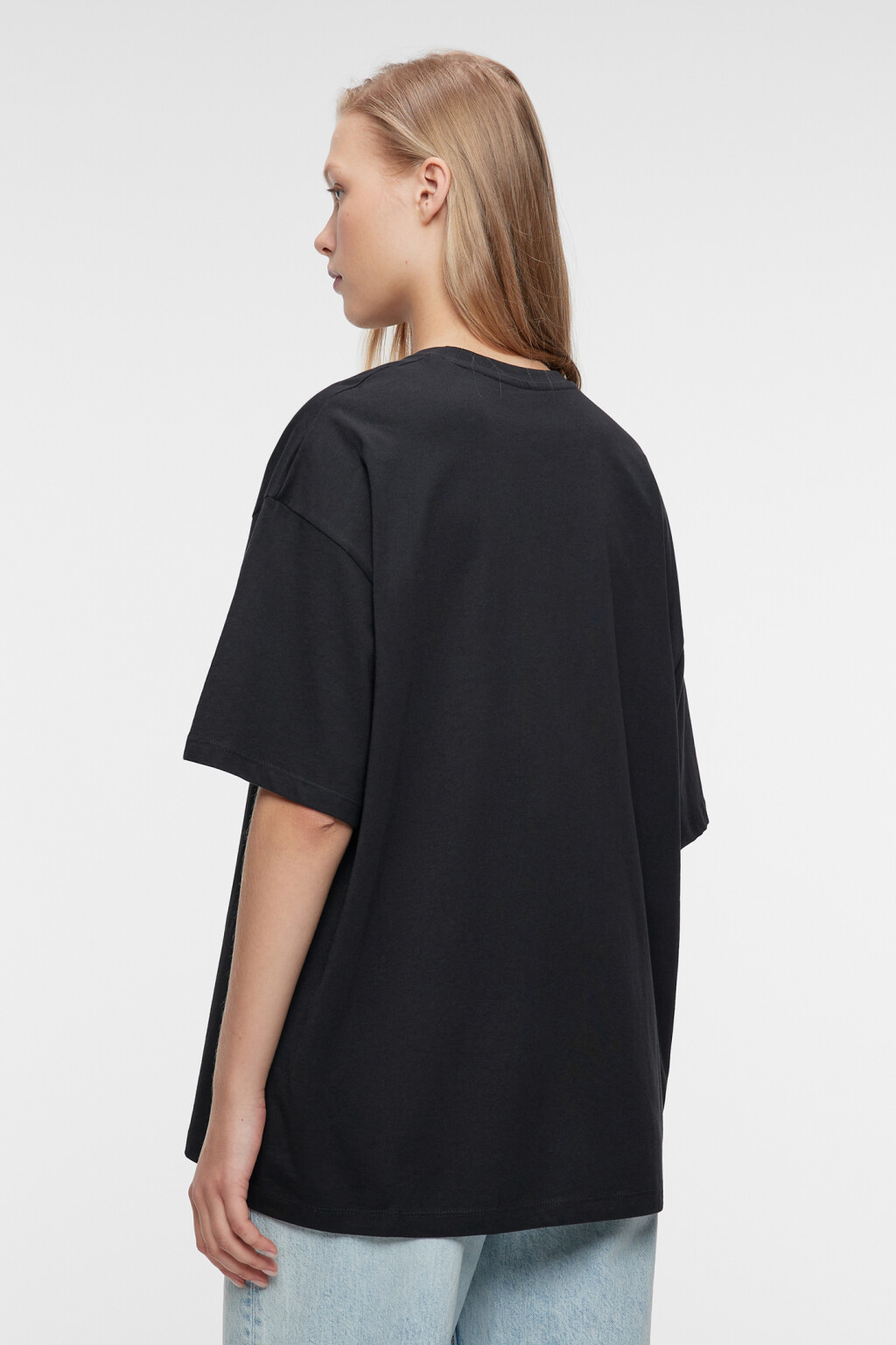 Футболка oversize хлопковая с принтом-надписью - цвет черный - 4