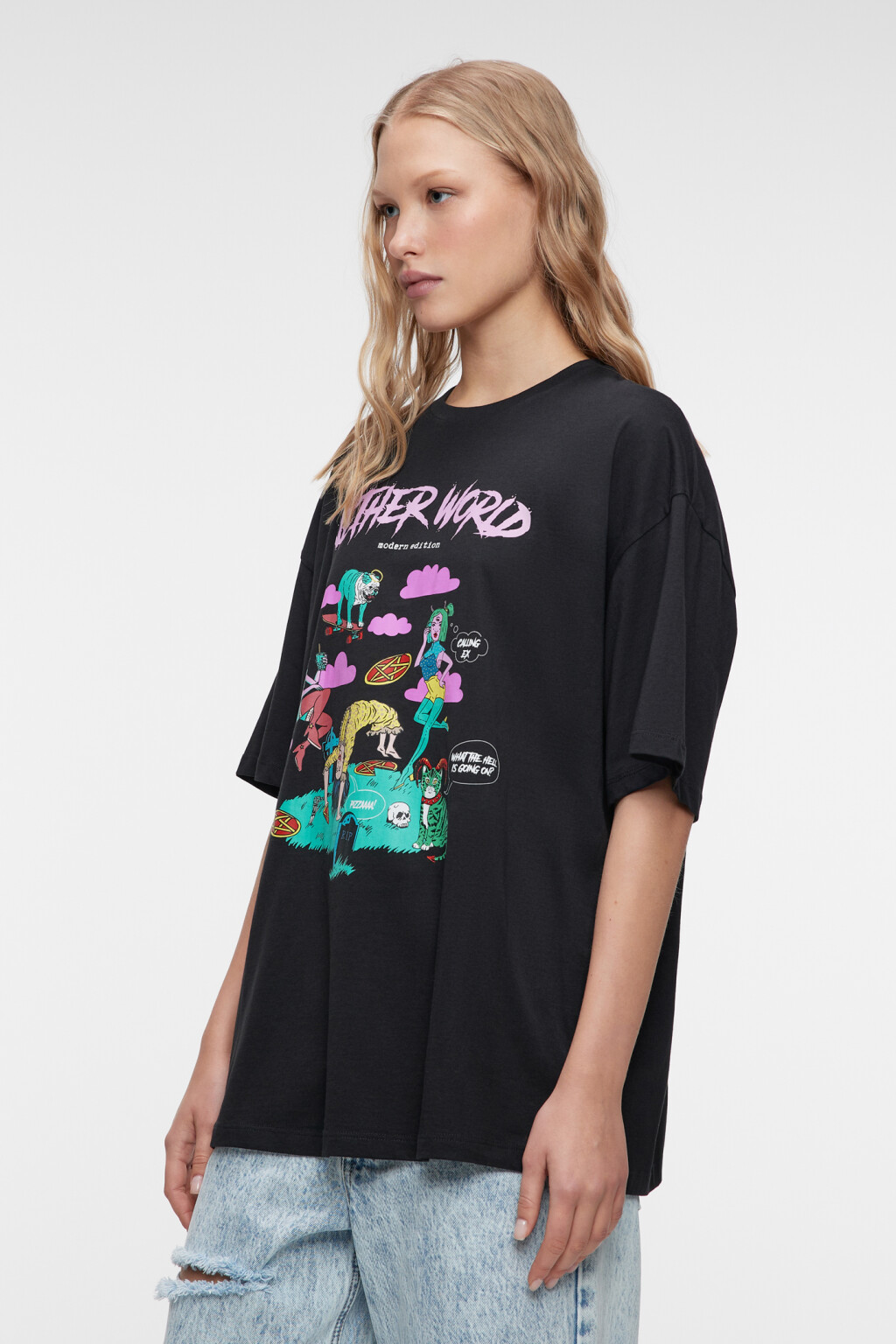 Футболка oversize хлопковая с принтом-надписью - цвет мультиколор - 3