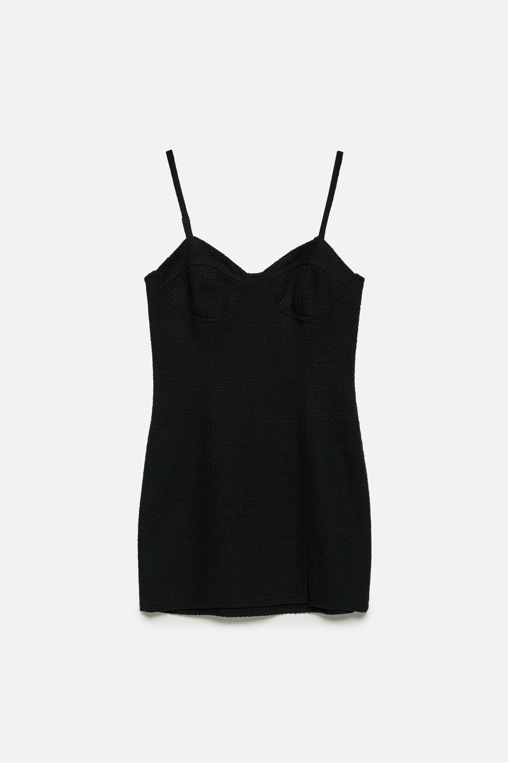 Платье-сарафан мини твидовое на тонких бретельках - цвет черный - 8