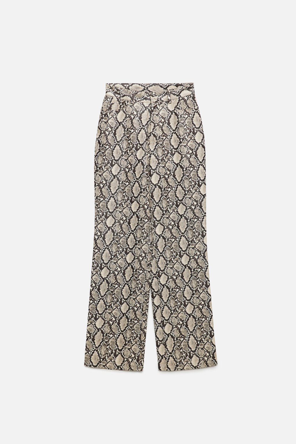 Брюки прямые из искусственной кожи с принтом и фактурой под питона - цвет серый - 8