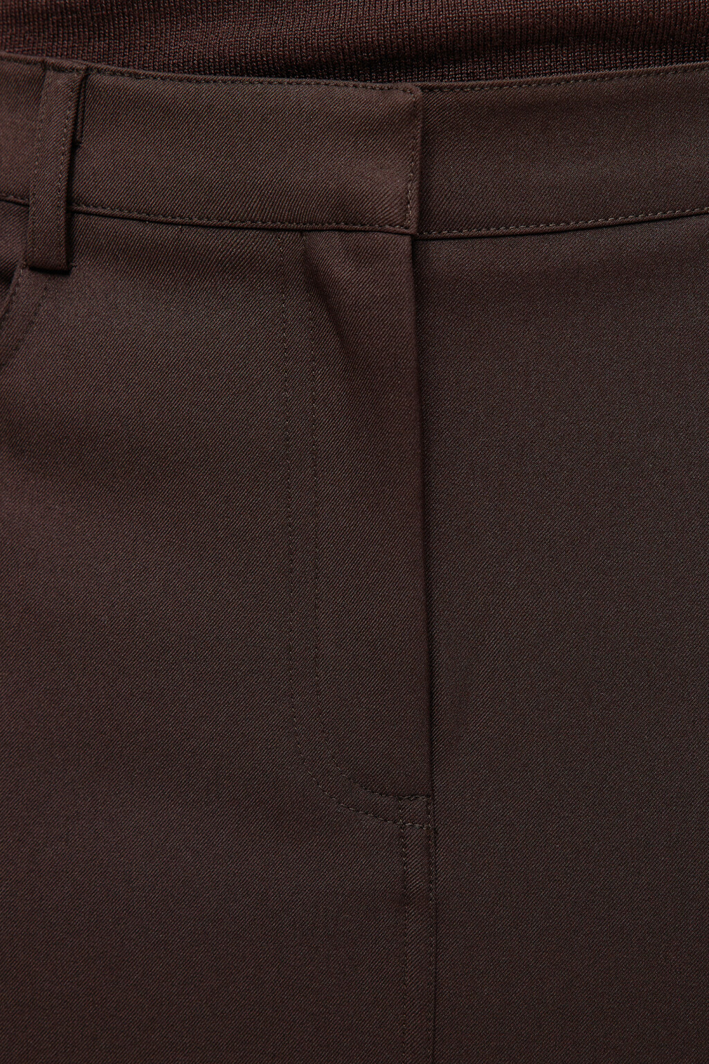 Юбка-карандаш миди прямая с разрезом спереди - цвет коричневый - 6