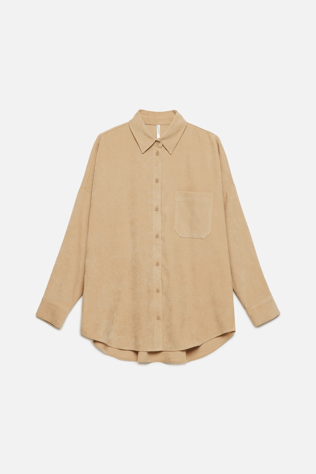 Рубашка oversize вельветовая с нагрудным карманом - цвет бежевый - 7