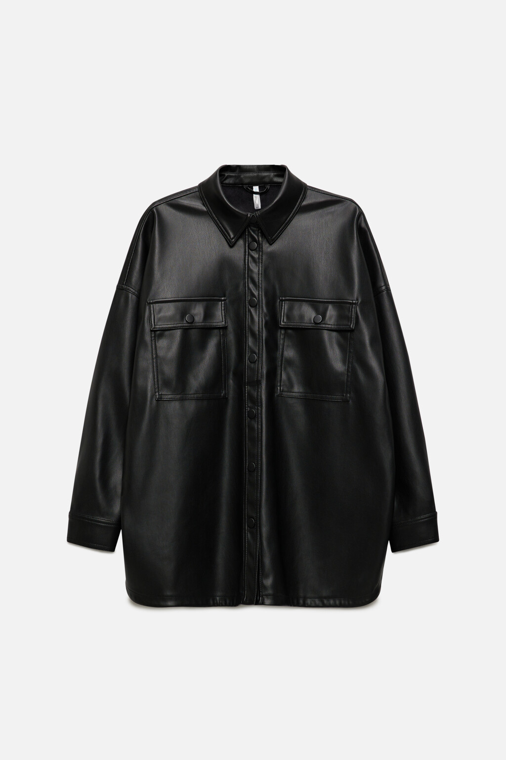 Рубашка oversize из искусственной кожи с бахромой на спине - цвет черный - 9