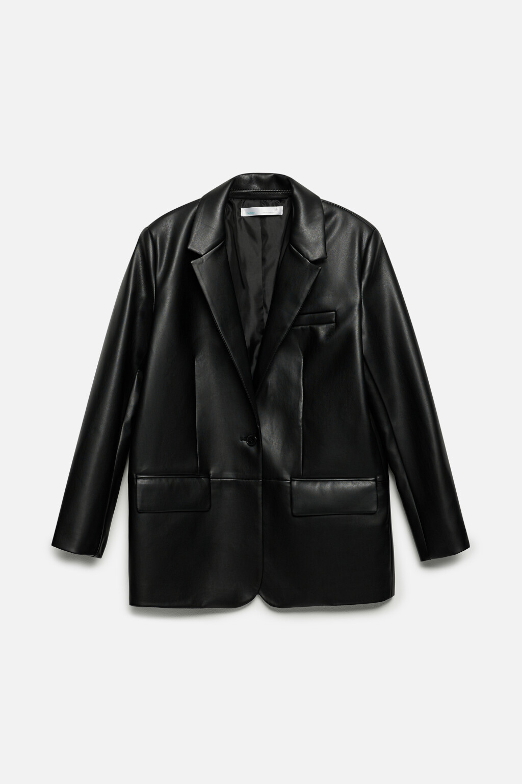 Пиджак прямой однобортный из искусственной кожи - цвет черный - 9