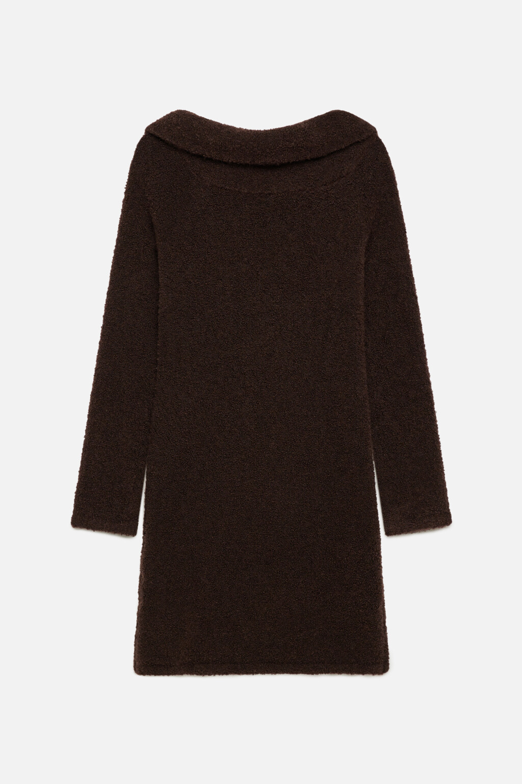 Платье мини вязаное облегающее с открытыми плечами - цвет коричневый - 9