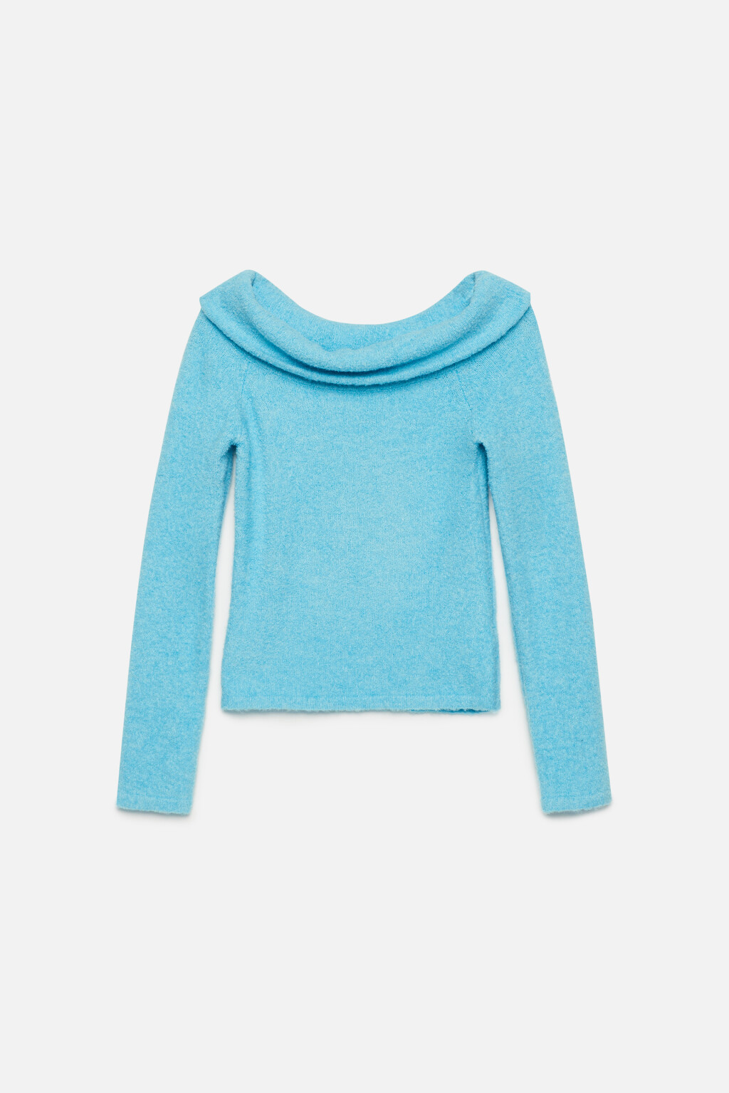 Джемпер вязаный с открытыми плечами - цвет голубой - 8