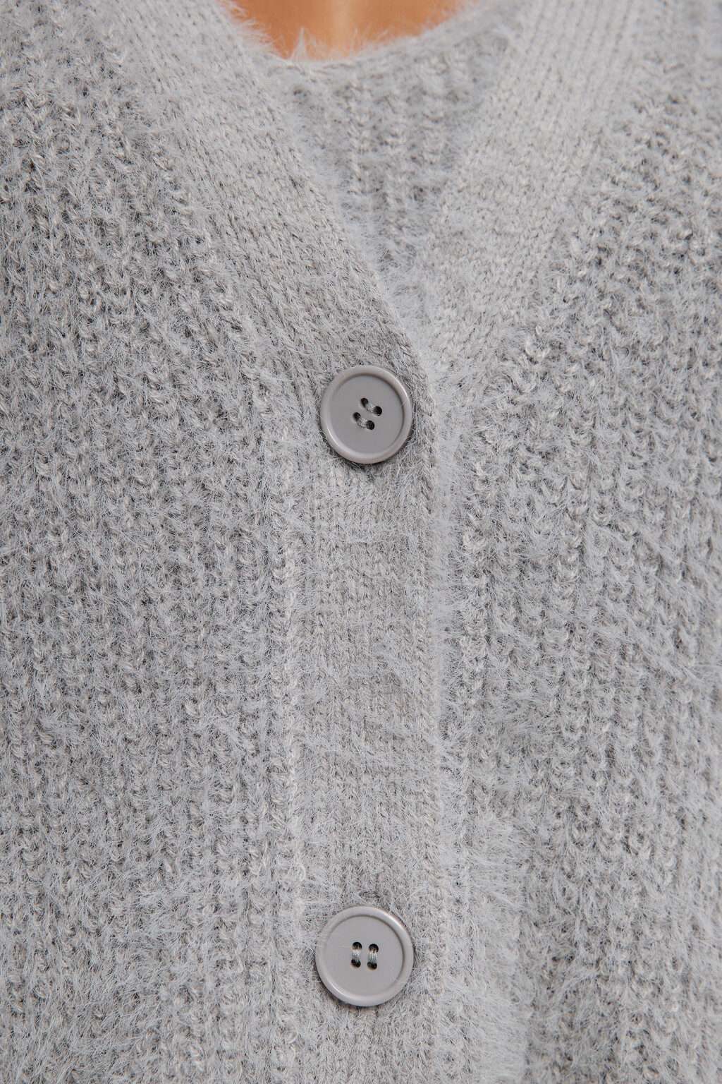 Кардиган oversize вязаный из пушистой пряжи-травки - цвет серый - 6