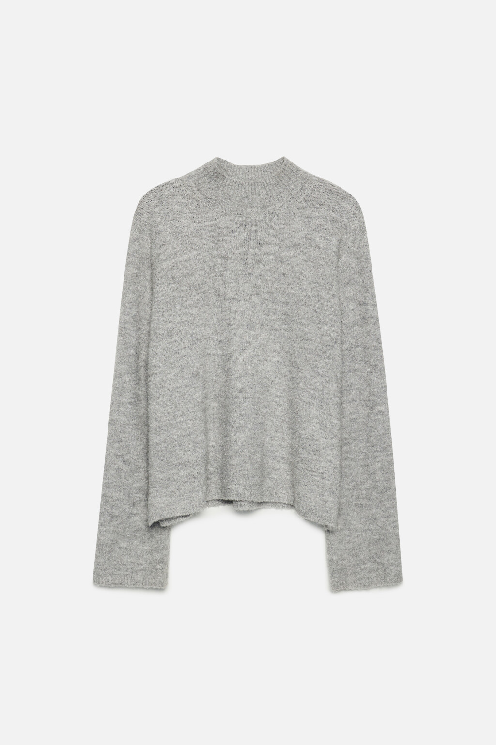 Свитер вязаный с коротким воротником - цвет серый - 9