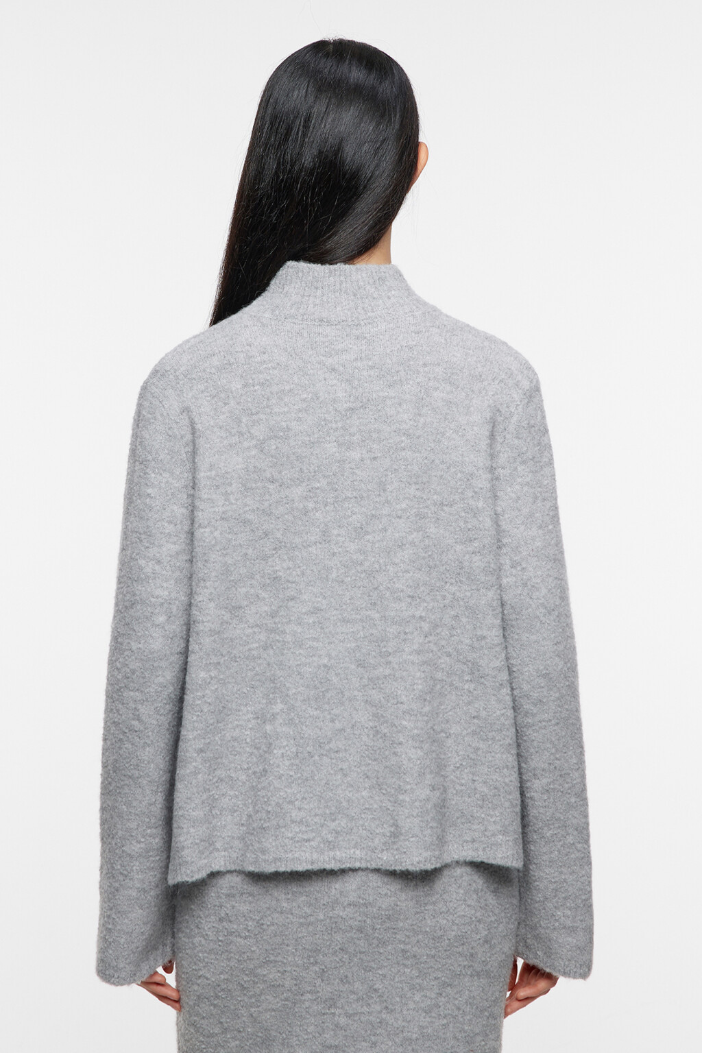 Свитер вязаный с коротким воротником - цвет серый - 3