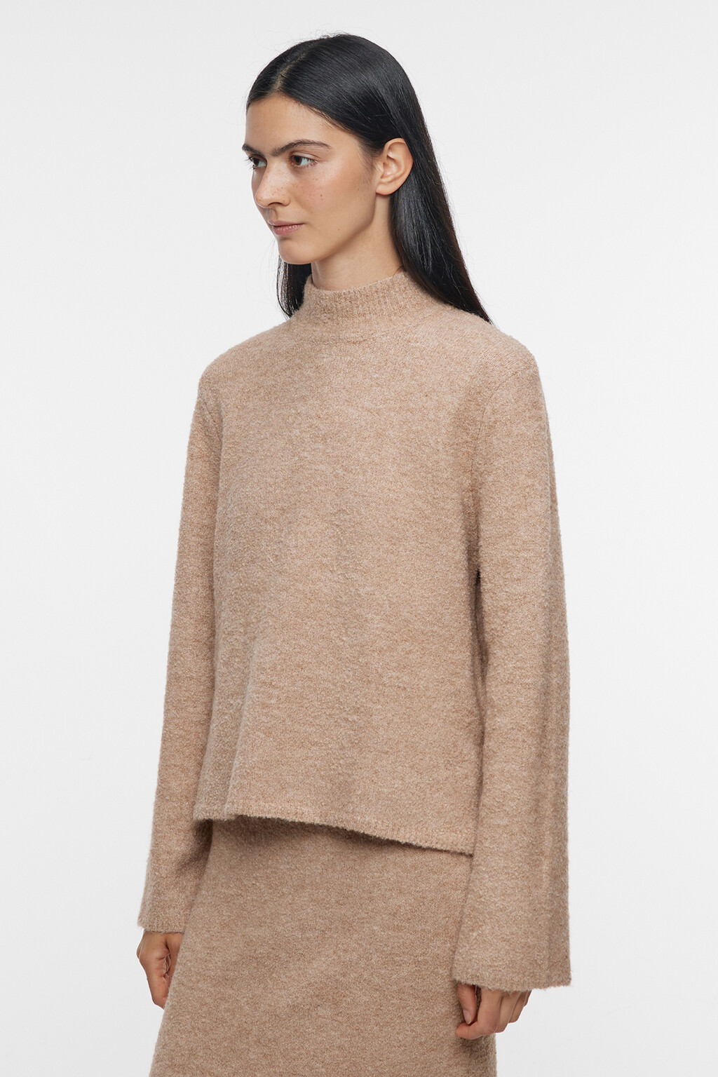 Свитер вязаный с коротким воротником - цвет бежевый - 2