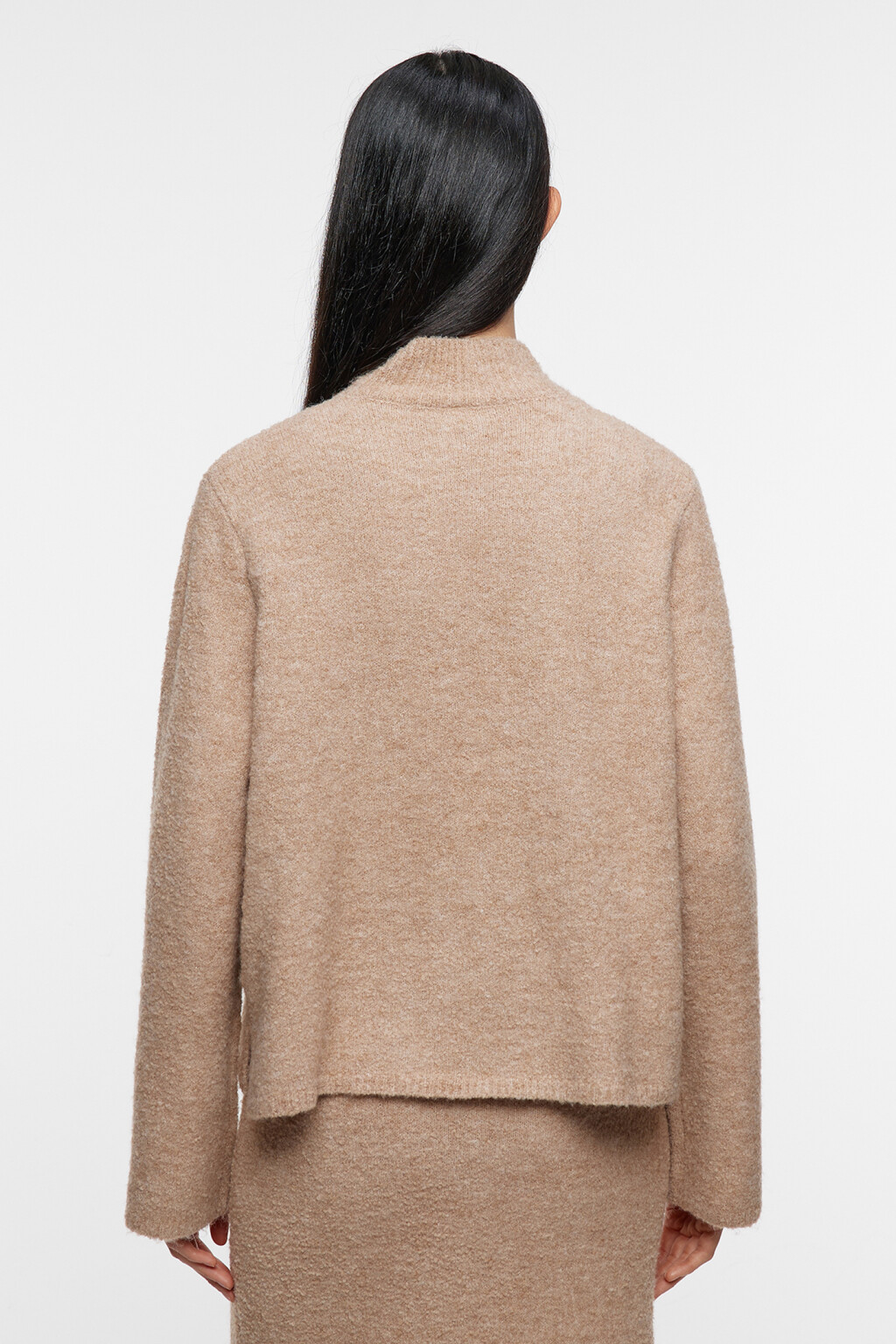 Свитер вязаный с коротким воротником - цвет бежевый - 3