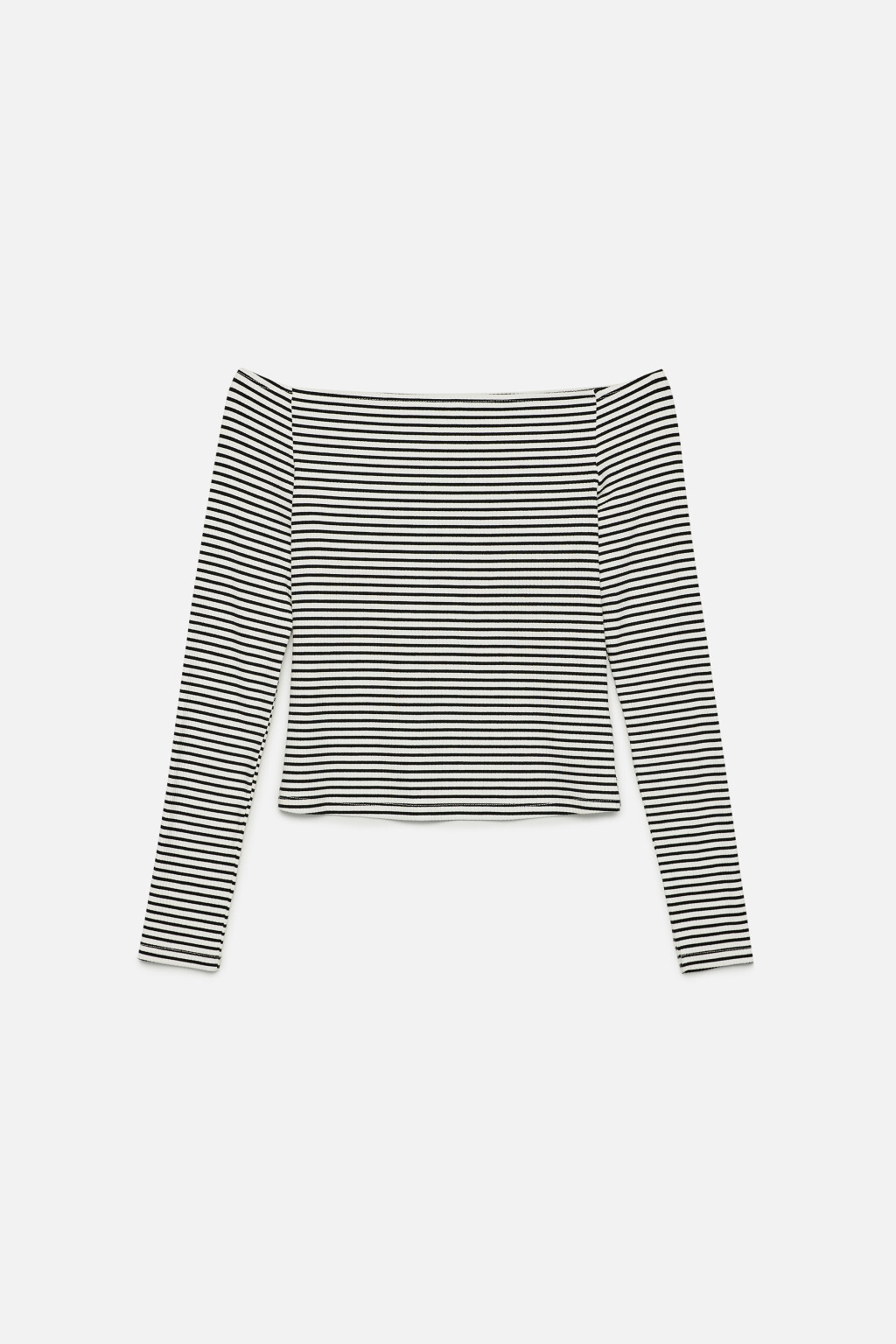 Лонгслив вискозный в полоску с открытыми плечами - цвет черный - 9