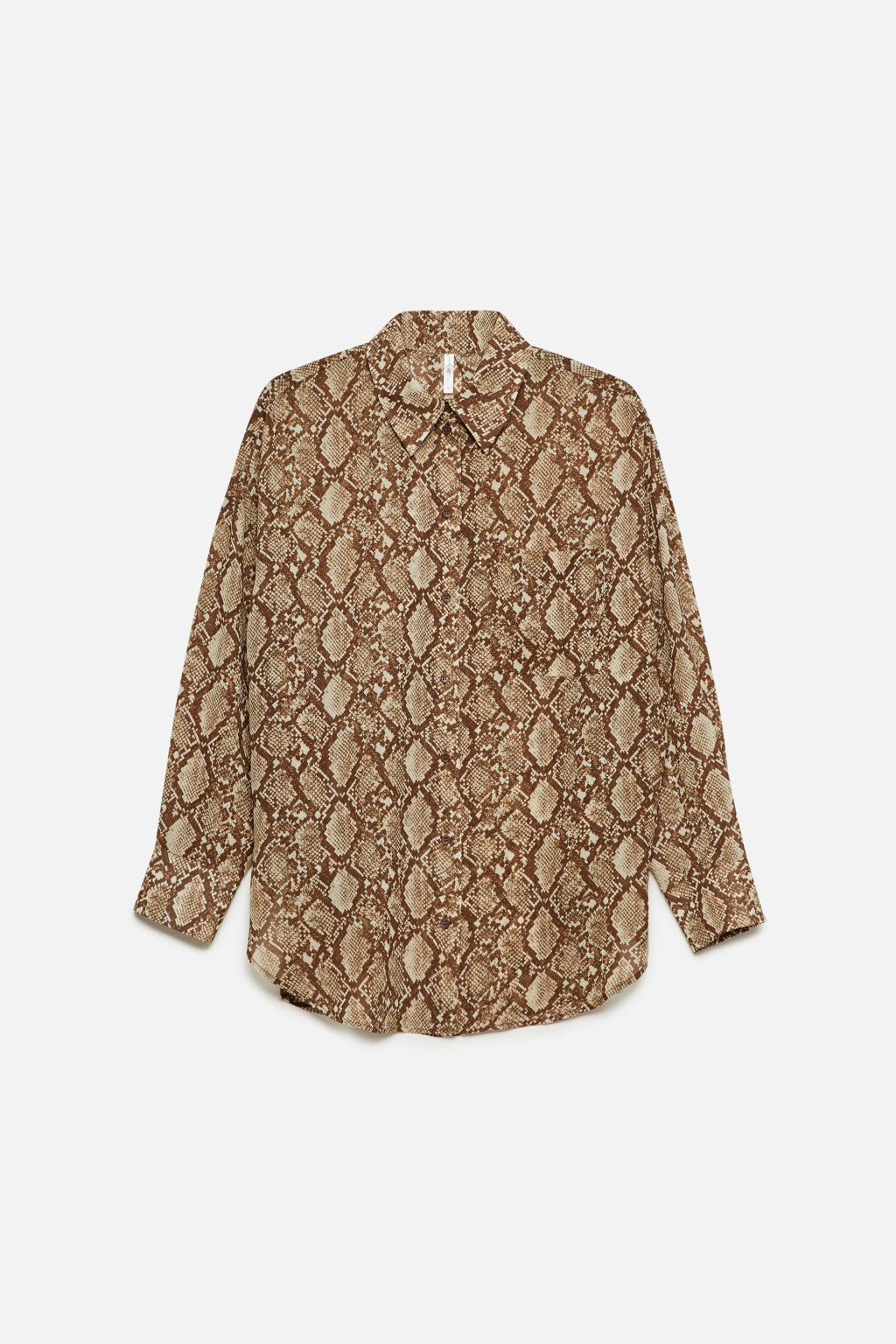 Блузка-рубашка oversize шифоновая со змеиным принтом - цвет серый - 8