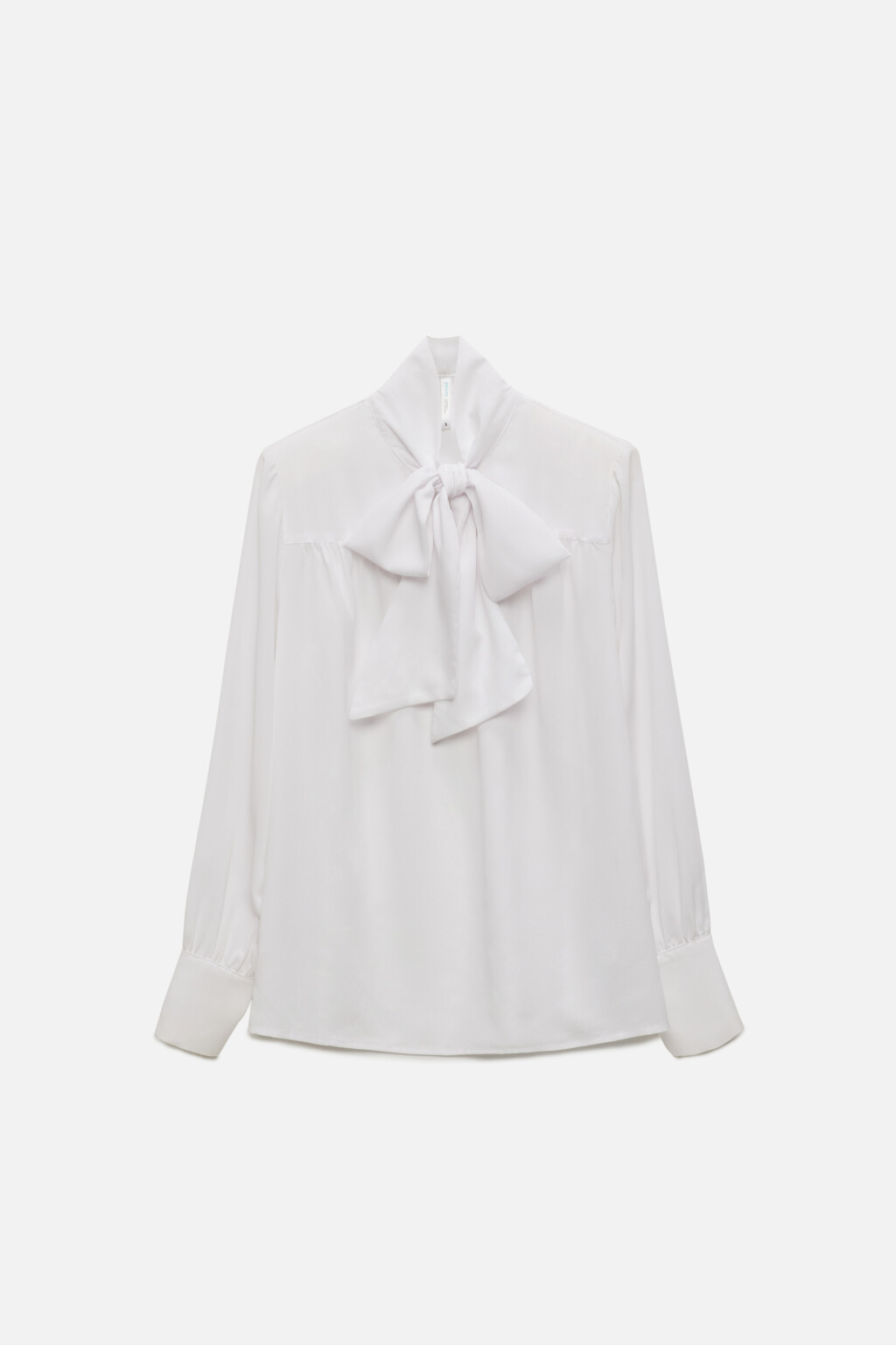 Блузка с длинными рукавами и пышным галстуком-бантом - цвет белый - 10