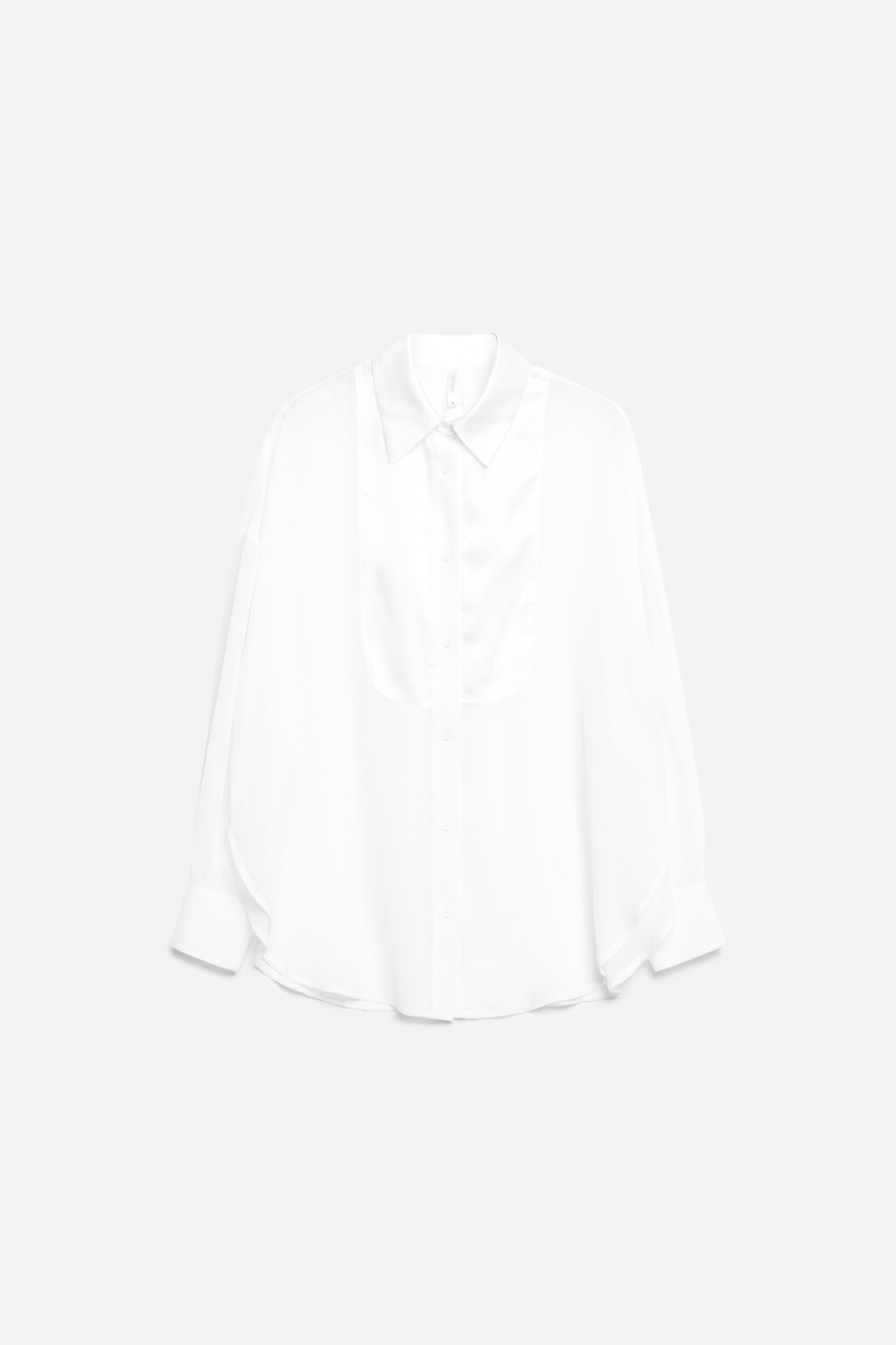 Блузка-рубашка oversize шифоновая прозрачная с манишкой - цвет белый - 7