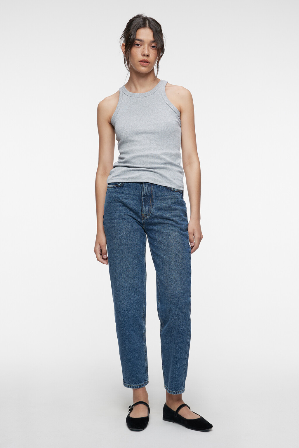 Джинсы mom's классические с высокой посадкой - цвет голубой - 4