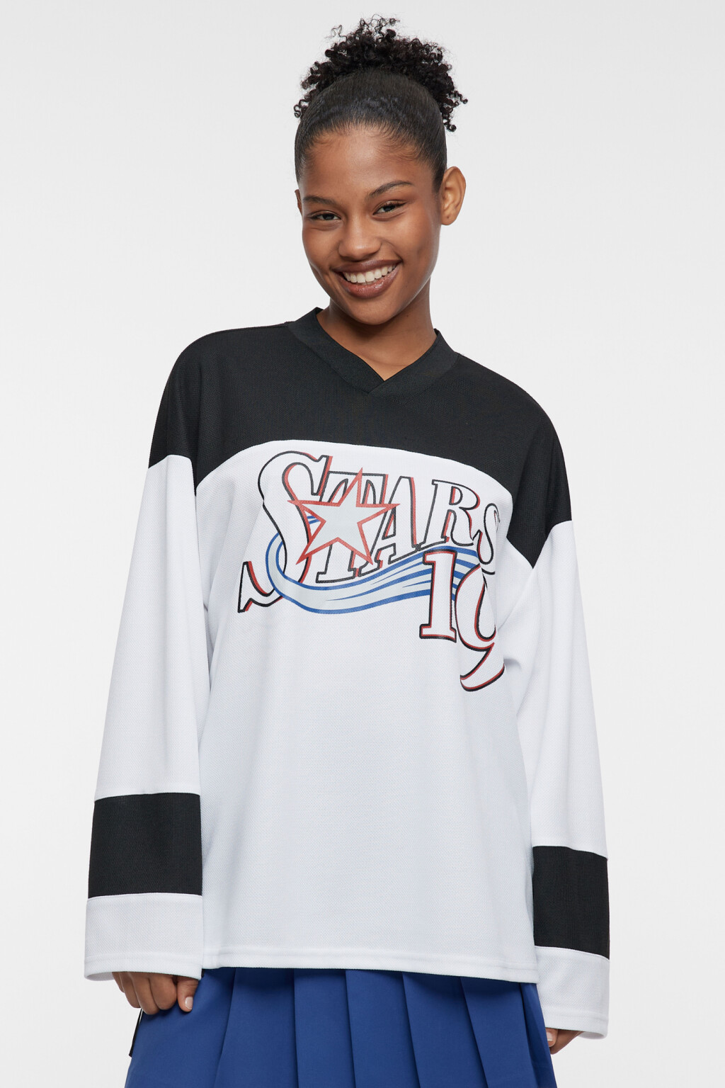 Лонгслив oversize с принтом в хоккейном стиле - цвет черный - 2