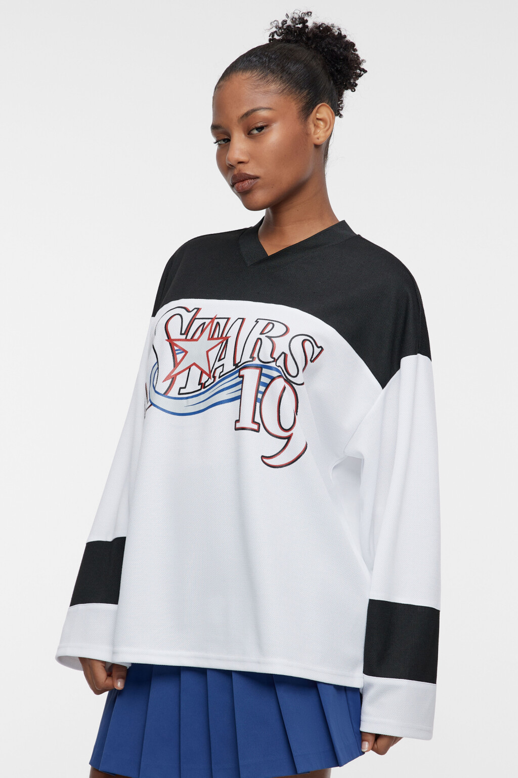 Лонгслив oversize с принтом в хоккейном стиле - цвет черный - 3
