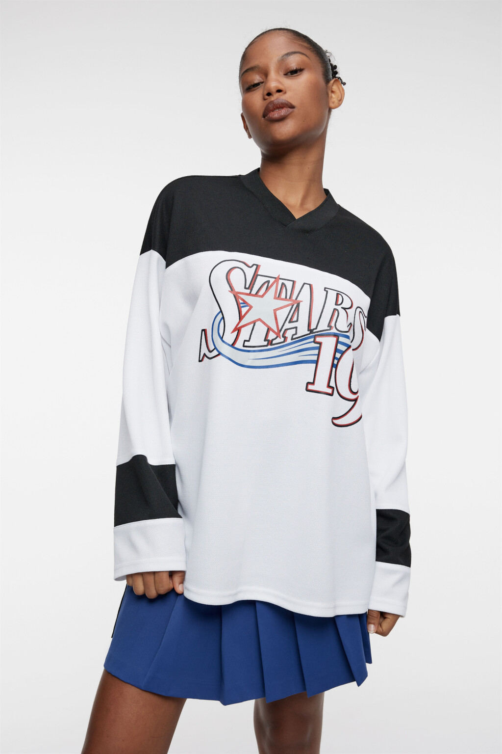 Лонгслив oversize с принтом в хоккейном стиле - цвет черный - 1