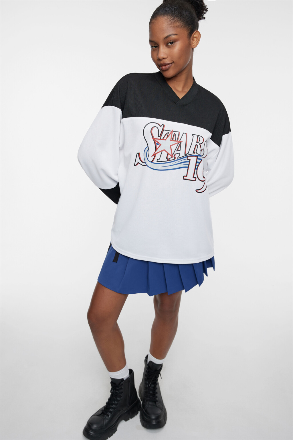 Лонгслив oversize с принтом в хоккейном стиле - цвет черный - 8