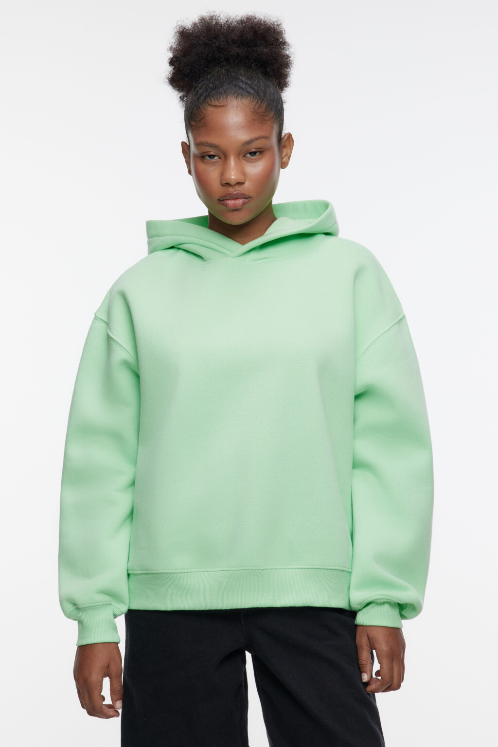 Худи oversize хлопковая утепленная с принтом - цвет зеленый - 3