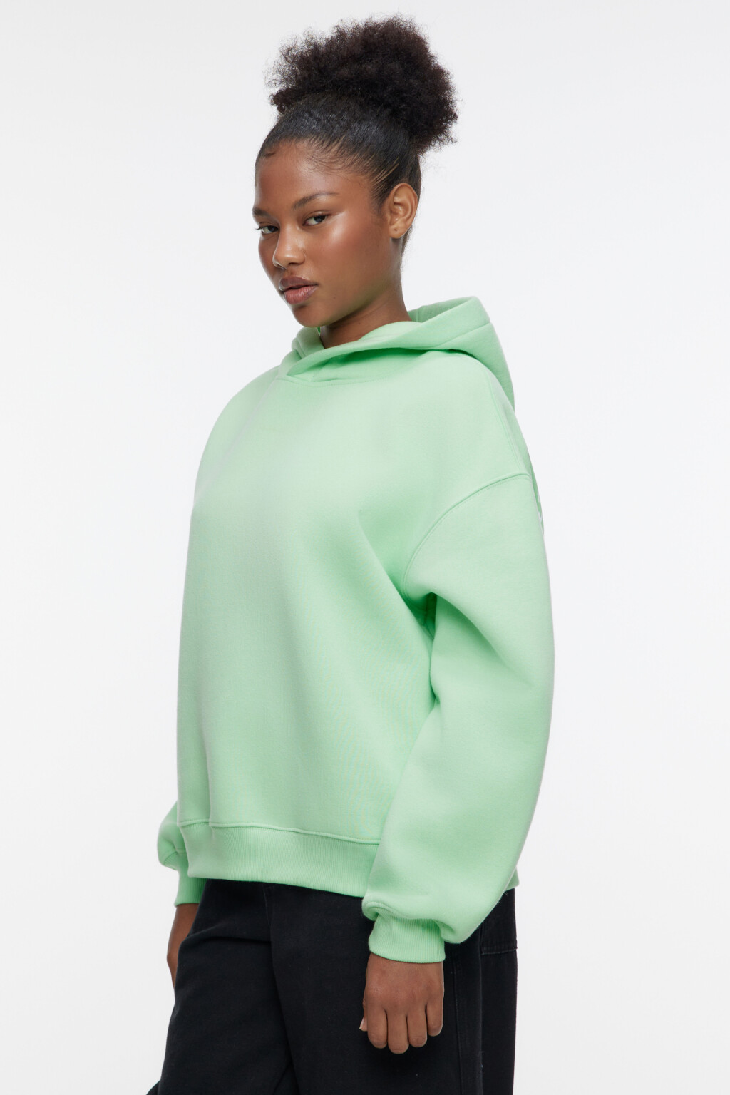 Худи oversize хлопковая утепленная с принтом - цвет зеленый - 4