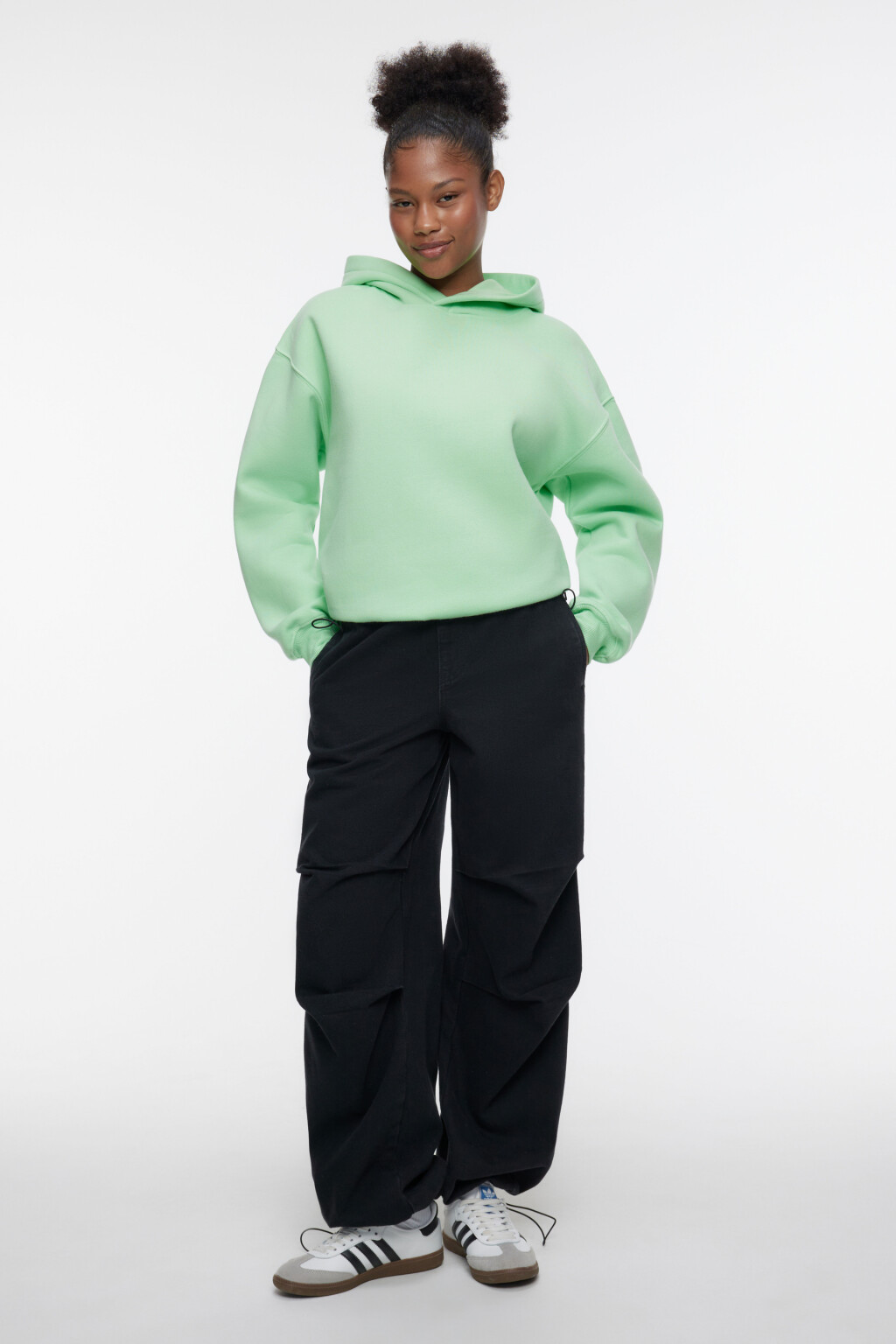 Худи oversize хлопковая утепленная с принтом - цвет зеленый - 1