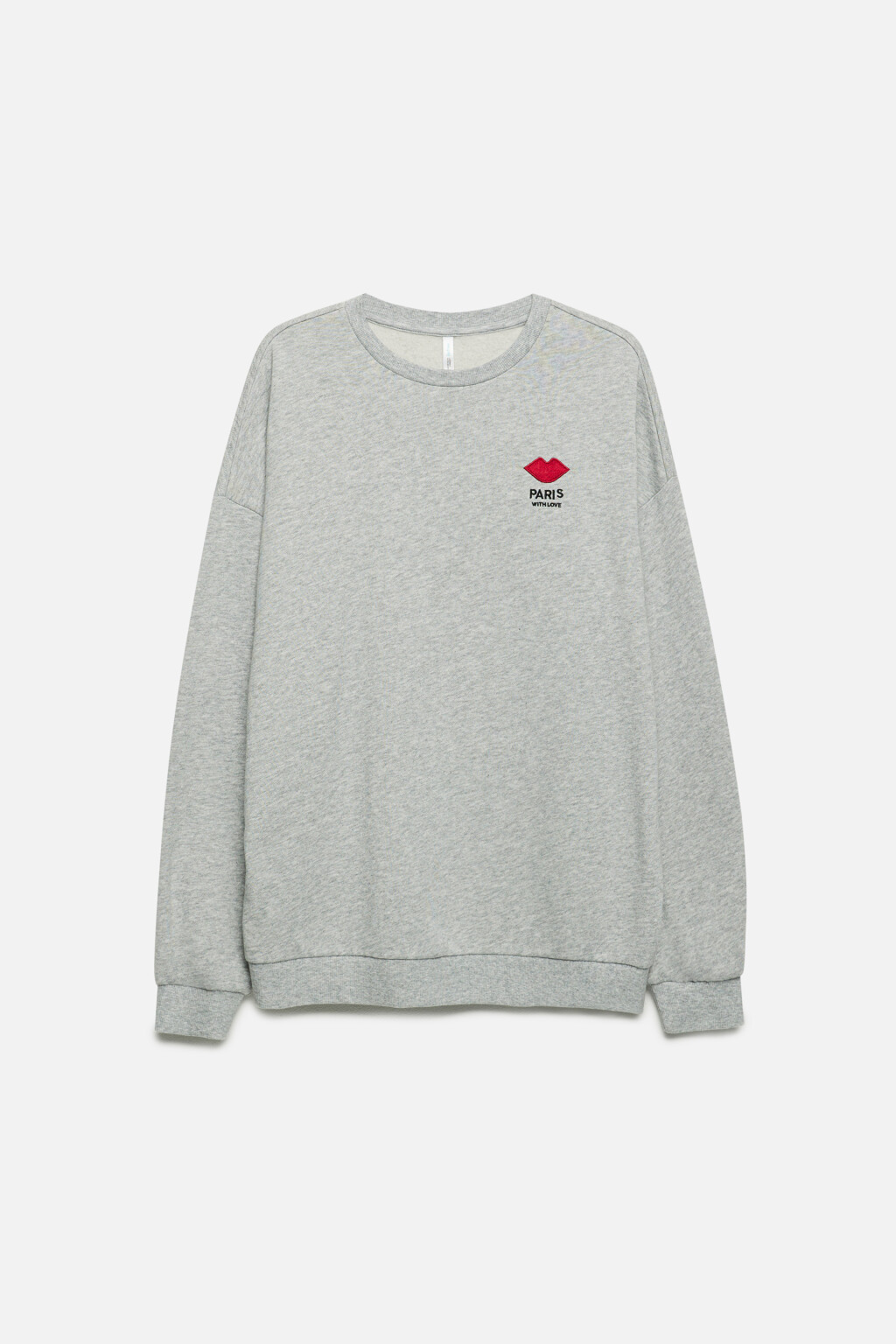 Свитшот oversize хлопковый утепленный с принтом и надписью - цвет серый - 7