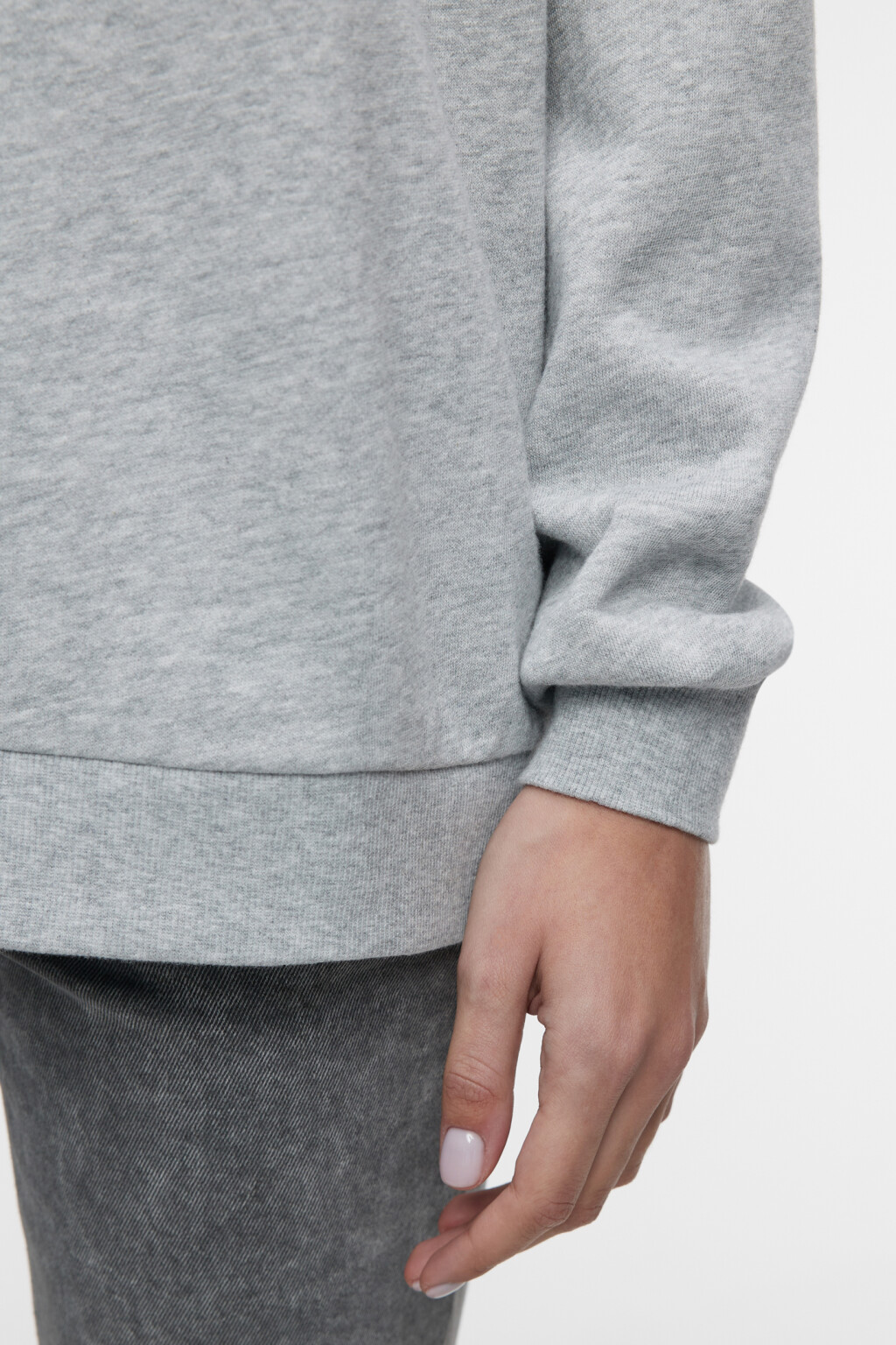 Свитшот oversize хлопковый утепленный с принтом и надписью - цвет серый - 6