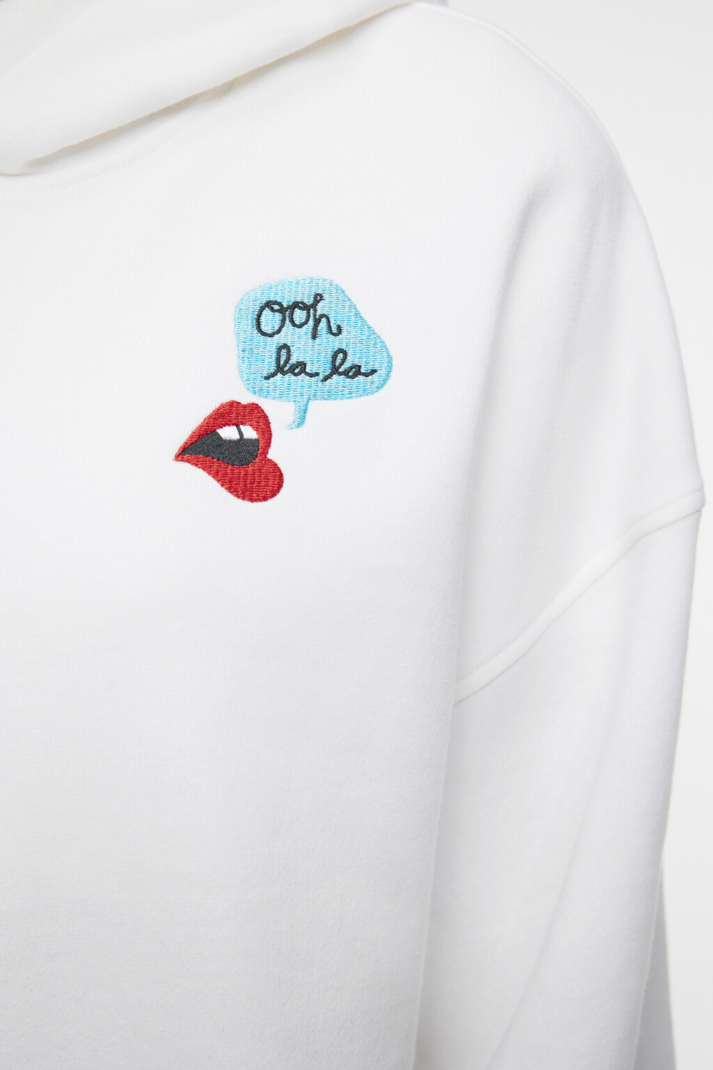 Худи oversize хлопковая утепленная с капюшоном и принтом - цвет белый - 6