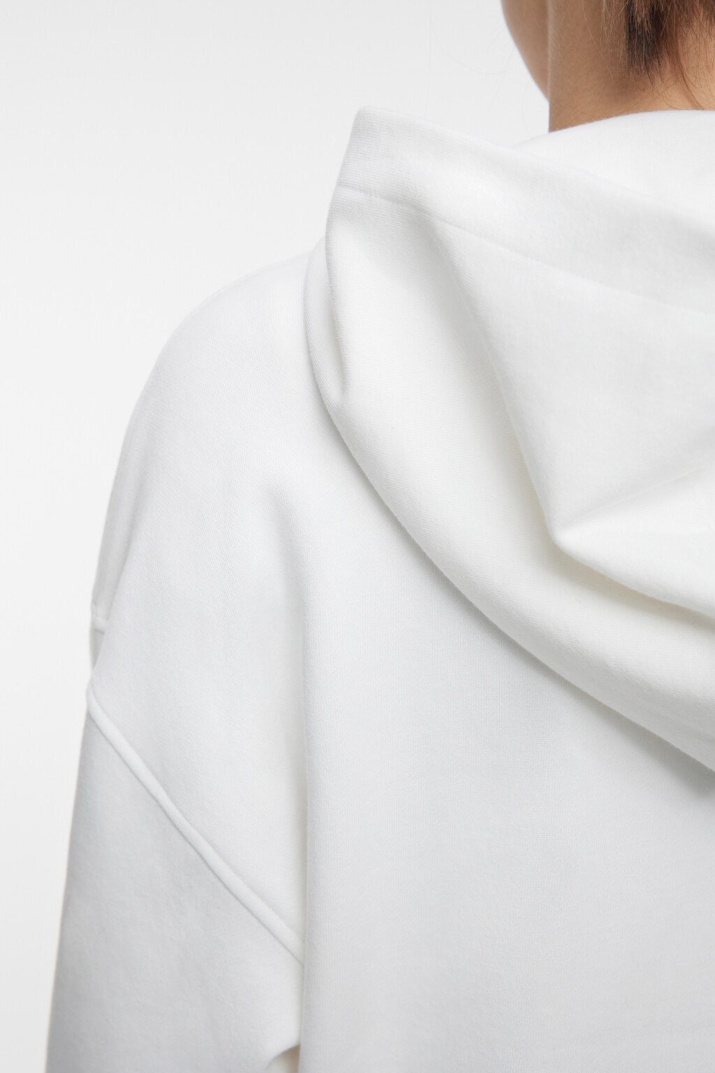 Худи oversize хлопковая утепленная с капюшоном и принтом - цвет белый - 7