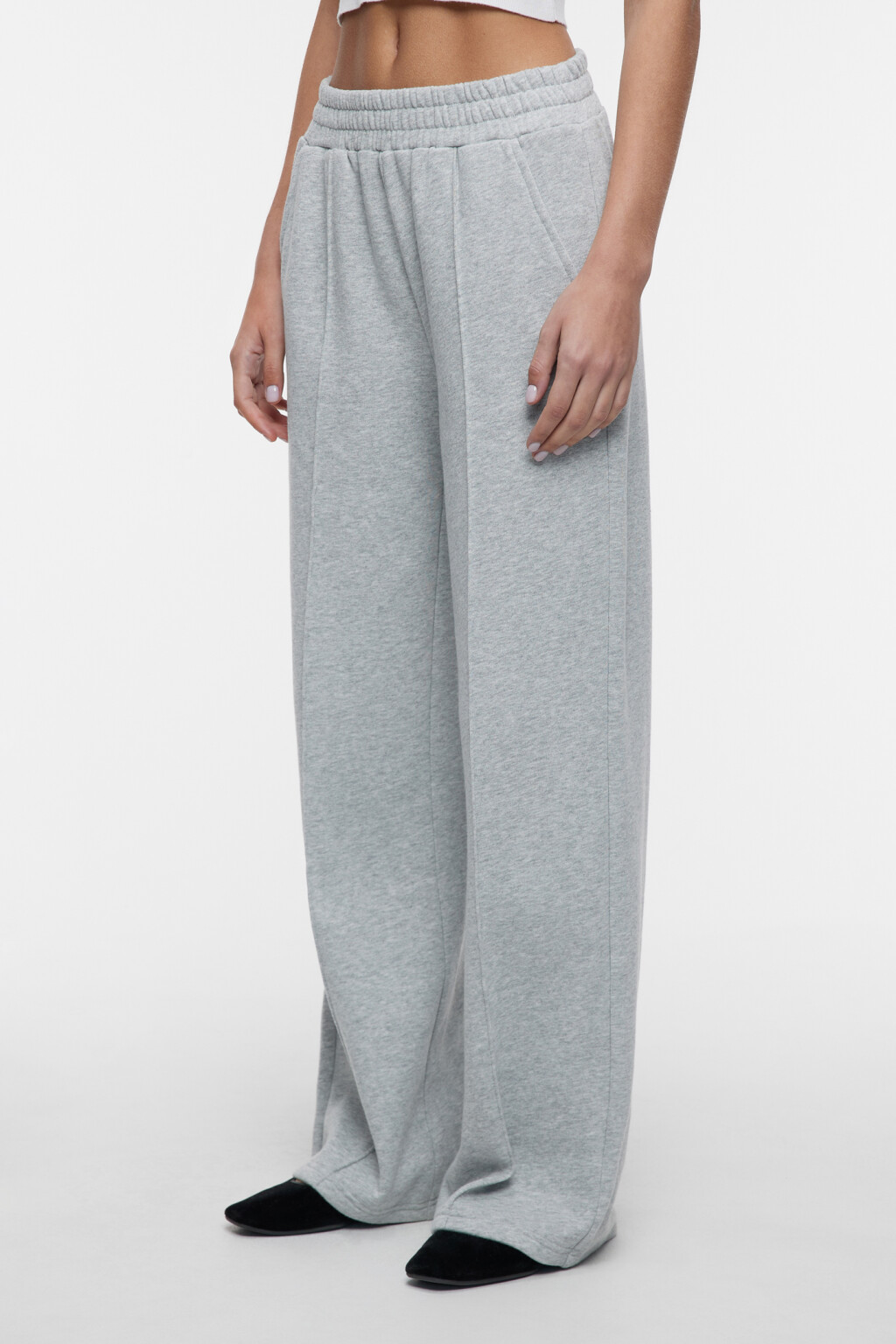Брюки спортивные утепленные с поясом на резинке - цвет серый - 2