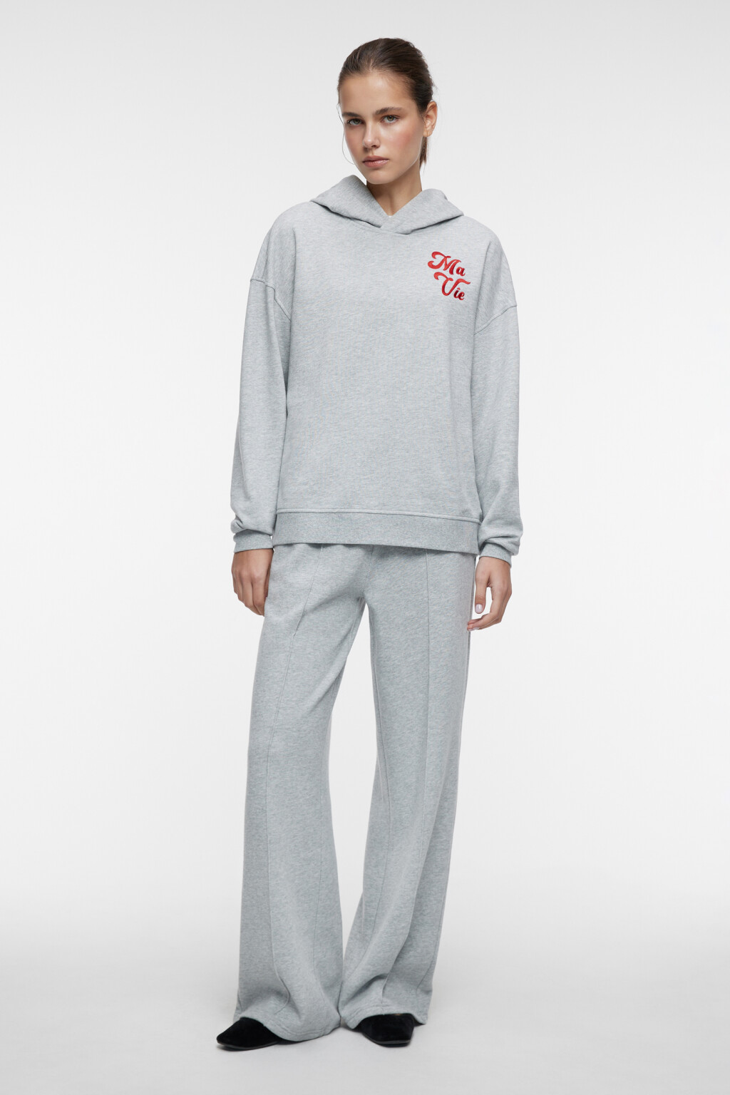 Брюки спортивные утепленные с поясом на резинке - цвет серый - 4